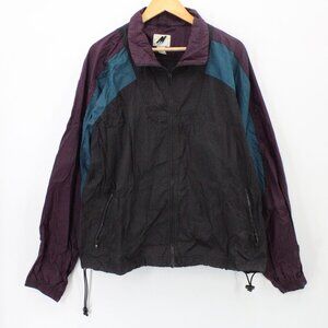 Vintage M Sport Windbreaker Jacket Mens Black Full Zip Retro Large L 90s